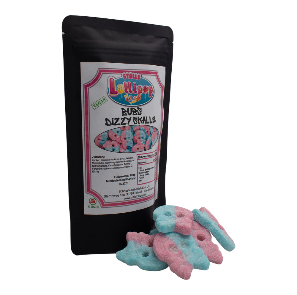 🌀 Bubs Dizzy Skull – Kaugummi-Geschmack 200g: Der spritzige Totenkopf-Genuss! 💀🍬