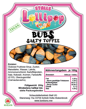 Bubs Salty Toffee- Die Skandinavischen Fruchtgummis 200g