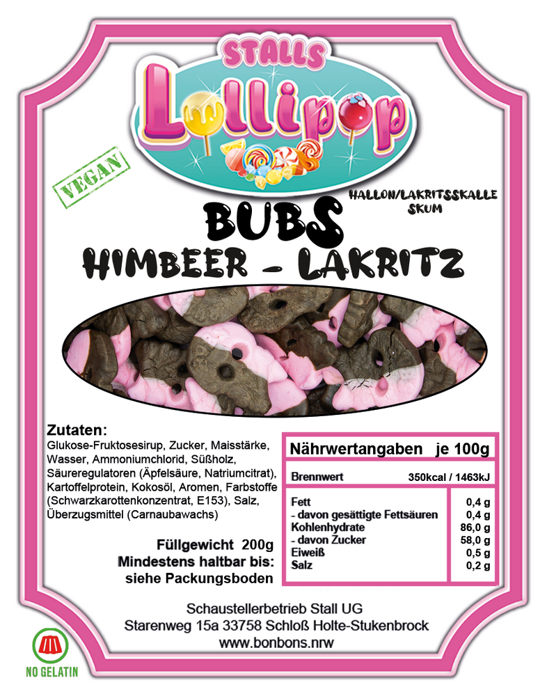 Bubs Himbeer Lakritz - Die Skandinavischen Fruchtgummis 200g