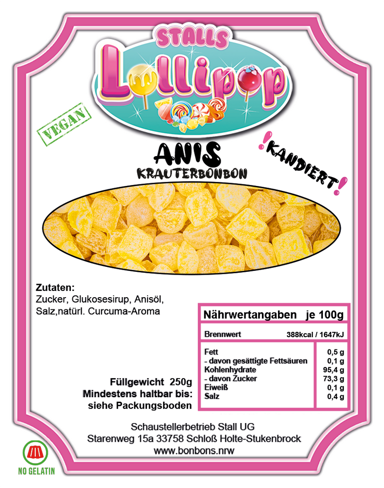 Bonbon Anis kandiert - Das köstliche Kräuterbonbon von Stalls Lollipop