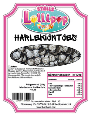 Harlequins - Dutch licorice (sweet) 250g in a doypack