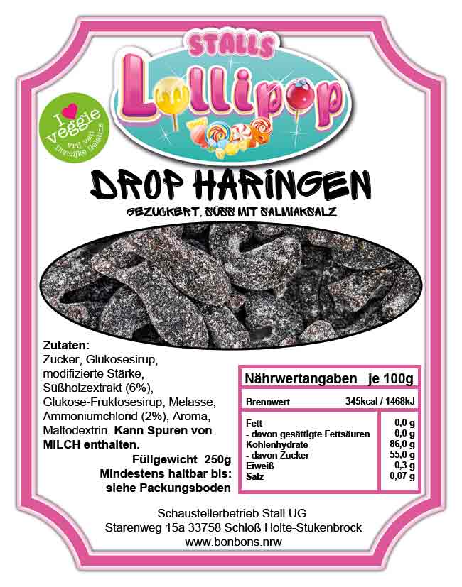 Drop Haringe- 250 g leckeres Lakritz in klassischer Fischform Vegan