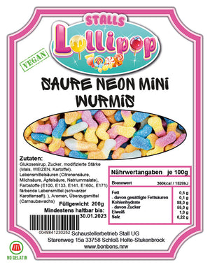 Neon Wurmmis - Sour Fruit Gums 200g