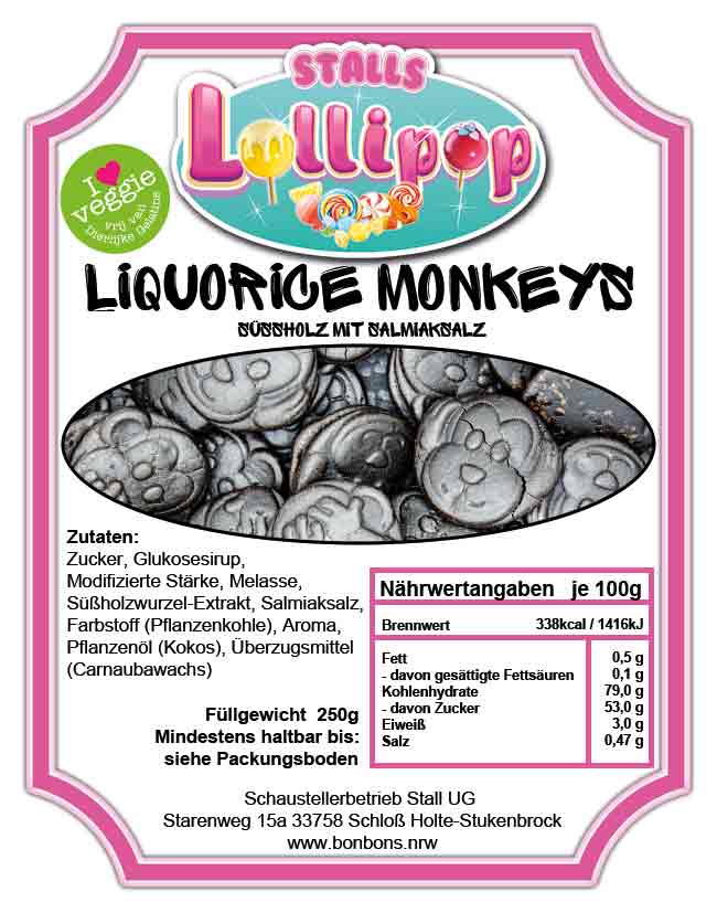 Lakritz Monkeys - 250 g Veggi Lakritz