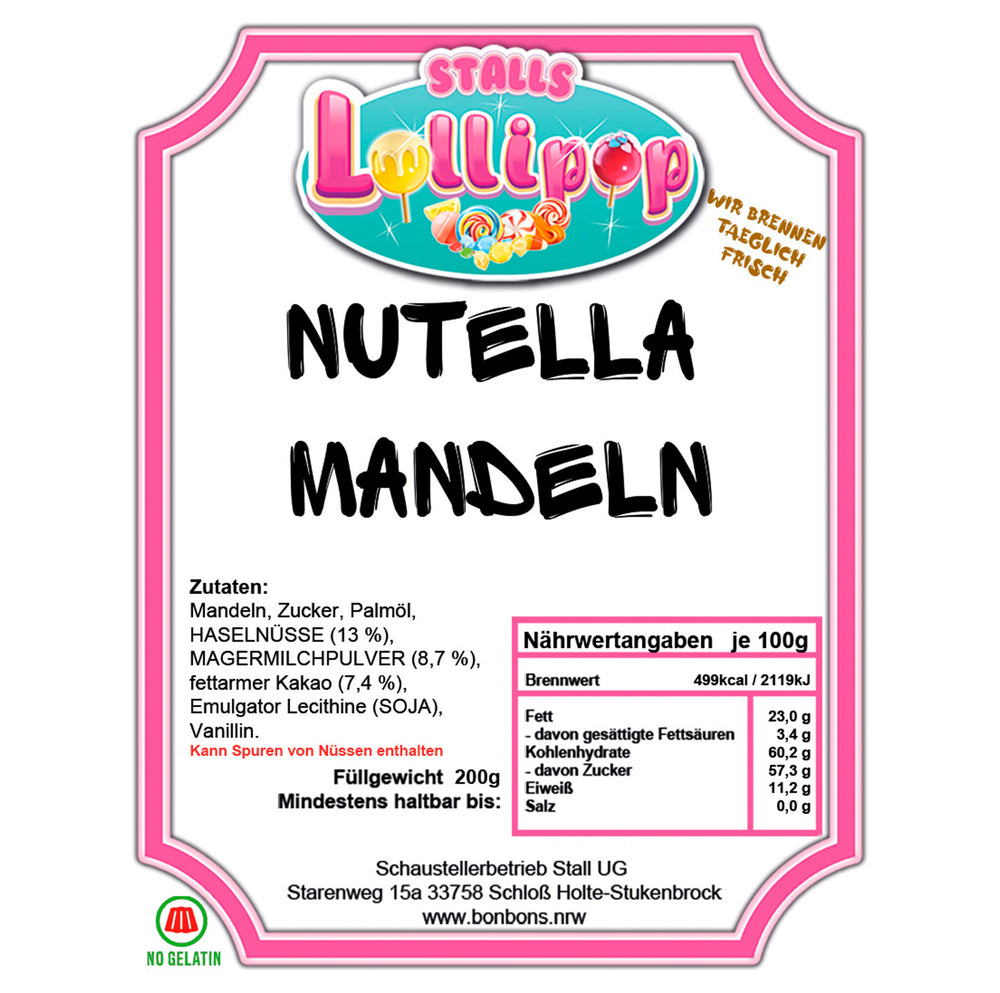 Frisch gebrannte Nutella Mandeln 200g: Der ultimative süße Knabberspaß! 🍫🥜🎉
